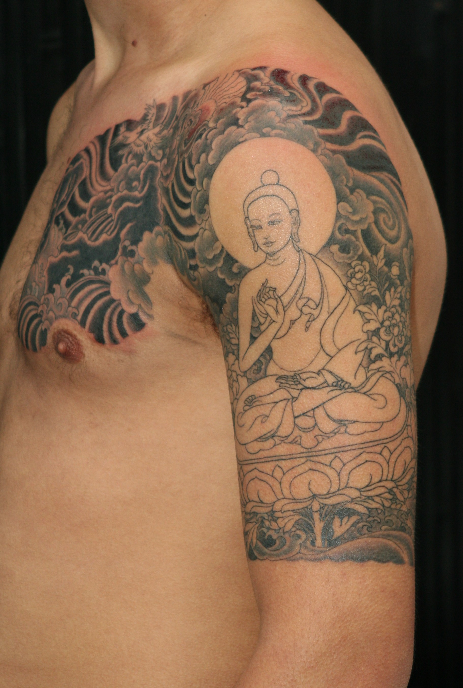 buddha half sleeve and chest